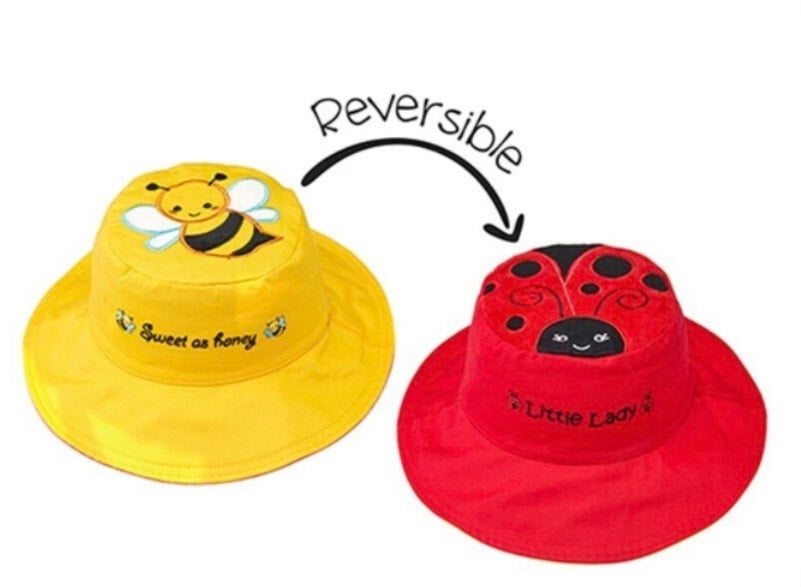 Reversible Kids Sun Hat Bee/Ladybug